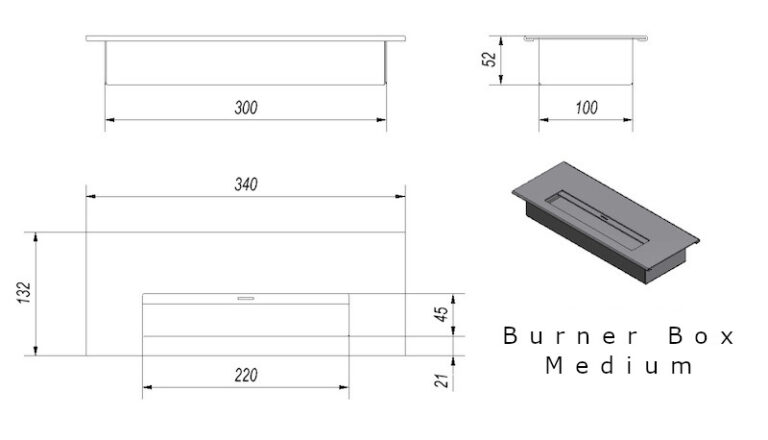 Burner Box Medium Tech Drawing